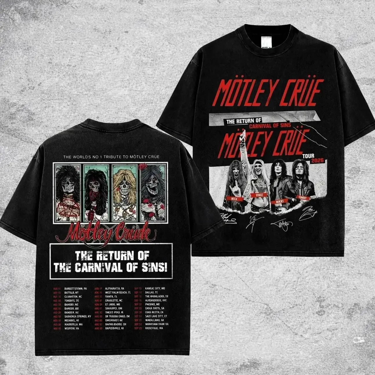 Motley Crue 2026 Tour Retro Unisex1 00% Heavyweight Cotton T-Shirt, 80s Glam Metal Rock Band Tee, Vintage Washed Oversized Shirt, Classic Hard Rock Tour Merch, Retro Heavy Rockk Graphic Tee, Gift for Rock & Metal Fans