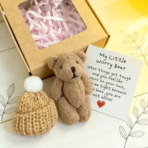 Plush Bear Paper Box Set Includes Plush Teddy & Greeting Card, Cute Cartoon Design, Gift for Family Friends, Party Favors, Christmas Present, Cuddly Teddy Bear