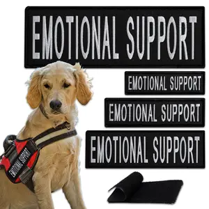 4-Pcs Emotional Support for Service Dogs, Embroidered Patch Hook & Loop Set