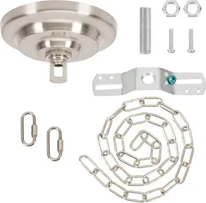 Heavy Duty Light Fixture Canopy Kit 5.3 Inches Diameter & 5.9 Feet Chain Ceiling Mounting Hardware for Pendant Light, Chandelier or Swag Light Fixtures, Brushed Nickel