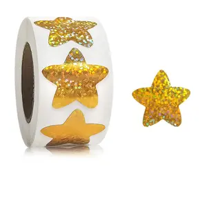 Glitter Star Pattern Sticker (500pcs/roll), Self Adhesive Decorative Sticker, Decor Sticker for Gift Greeting Card Water Bottle Laptop Phone