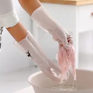 4 Pairs of Waterproof PVC Kitchen Cleaning Gloves Non-Slip Design Durable & Alcohol-Free for Washing Dishes Pots and Utensils Comfortable Fit Ideal for Household Chores Smooth