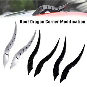 3D Car Roof Dragon Corner Decoration,cool car exterior mods devil horn car accessory Universal Carbon Fiber Style Auto Exterior Modification, Personalized Dragon Horn Sticker