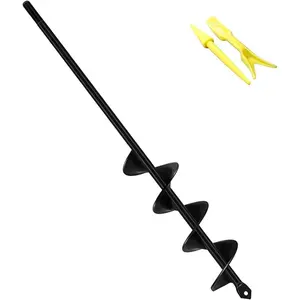 Auger Drill Bit for Planting 1.8x14.6inch Garden Auger Spiral Drill Bit Solid Shaft with Sharp Head for Planting and Soil Loosening
