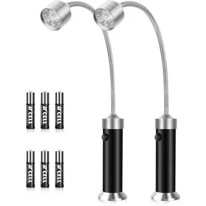 Magnetic LED Work Light with Flexible Gooseneck, 2 Pack Water Heat Resistant Grill Lights for BBQ & Auto Repair, Outdoor Cooking Accessories, Christmas Stocking Stuffers Gifts for Men