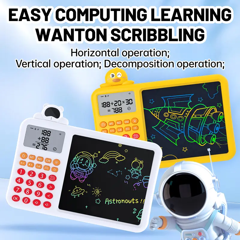 Interactive Math Drawing Toy for Kids Ages 3–8, Erase & Practice Addition Subtraction Multiplication Division, Screen-Free Learning Set with Talking Book