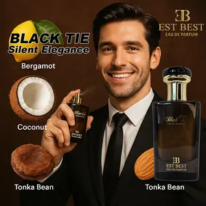 EST BEST BLACK TIE Eau De Parfum for Men 100ml - Luxury Long Lasting Fragrance with Bergamot Coconut & Tonka Bean - Sophisticated Evening Cologne Made in UAE Designed in New York EB013