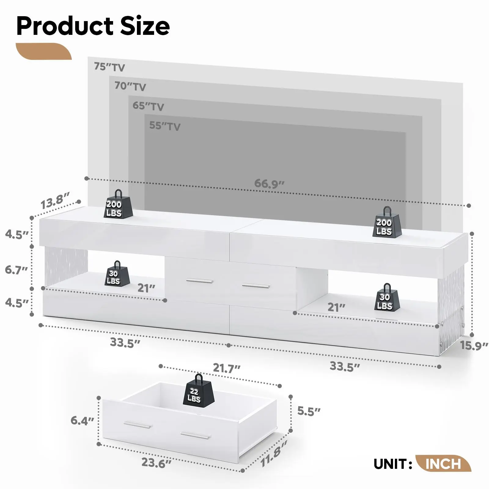 67 inch-Bright White