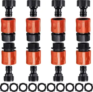 Hotop 16 Pieces Garden Hose Quick Connector 3/4 Inch Plastic Water Hose Fittings Male and Female Connectors End Adapters with 10 Pieces Rubber Gaskets