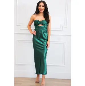 Cohen Cutout Satin Maxi Dress: Emerald