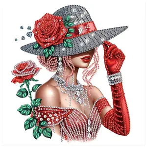 Rose Lady Pattern DIY Diamond Arts Colorful Painting Kit without Frame, 5D Special Shape Diamond Handmade Mosaic Art Kit for Adults, DIY Diamonds Paintings Art for Home