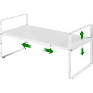 Expandable Cabinet Organizer Shelf, Organizer Riser for Cabinet Spice Rack Locker Pantry Cupboard Sink Countertop Desk Organization Stackable Shelves