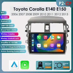 Toyota Corolla E140 E150 2006-2010 9 Inch Android 13 Car Radio GPS Carplay Touchscreen Stereo Player with 2GB RAM 32GB ROM & Pre-installed GPS Map