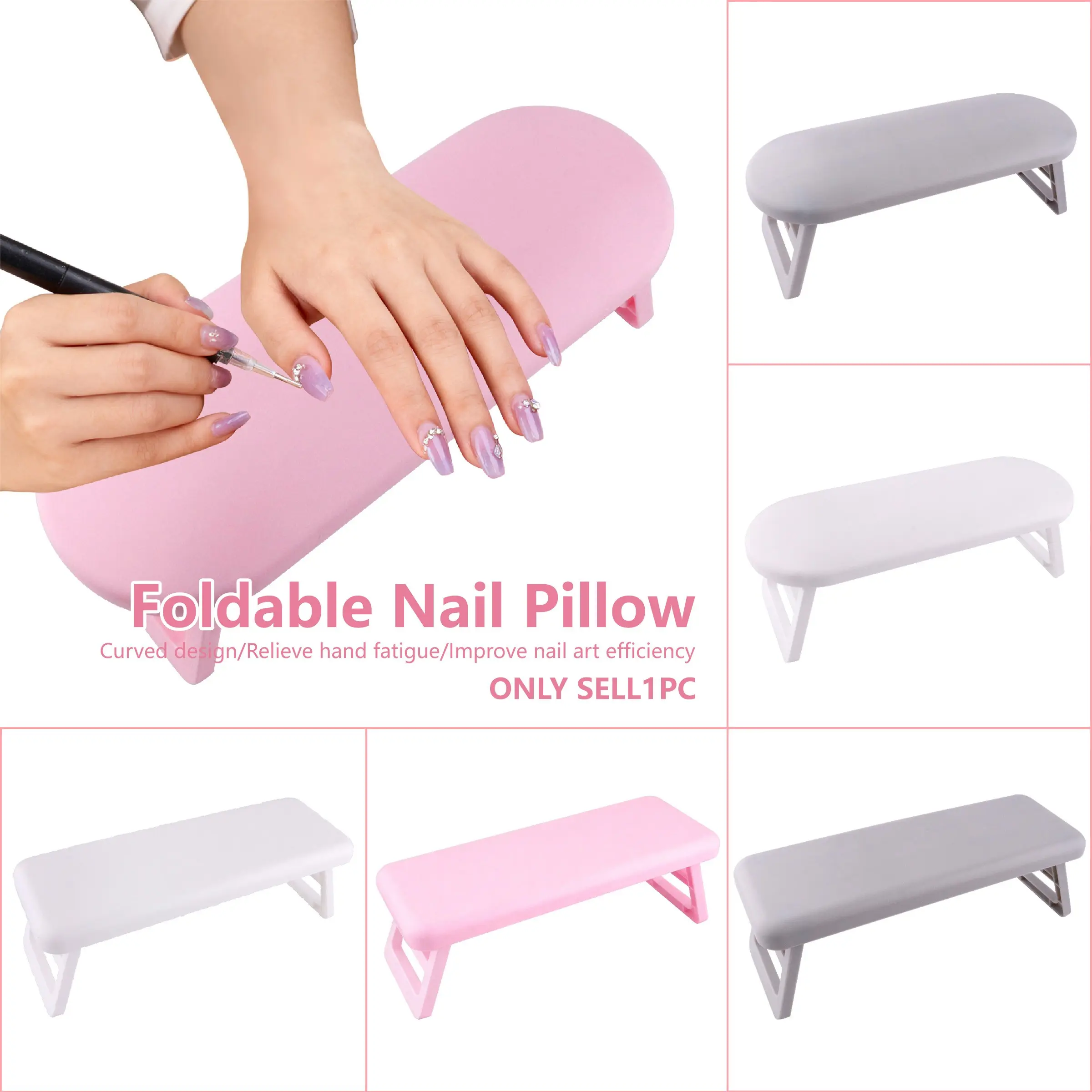 Cross-border nail care armrests can be folded and stacked to elevate a nail lamp, improving efficiency. Plastic armrests for nail salons, Nail Supply, nail art wrist support brackets, manicure and wholesale options available.