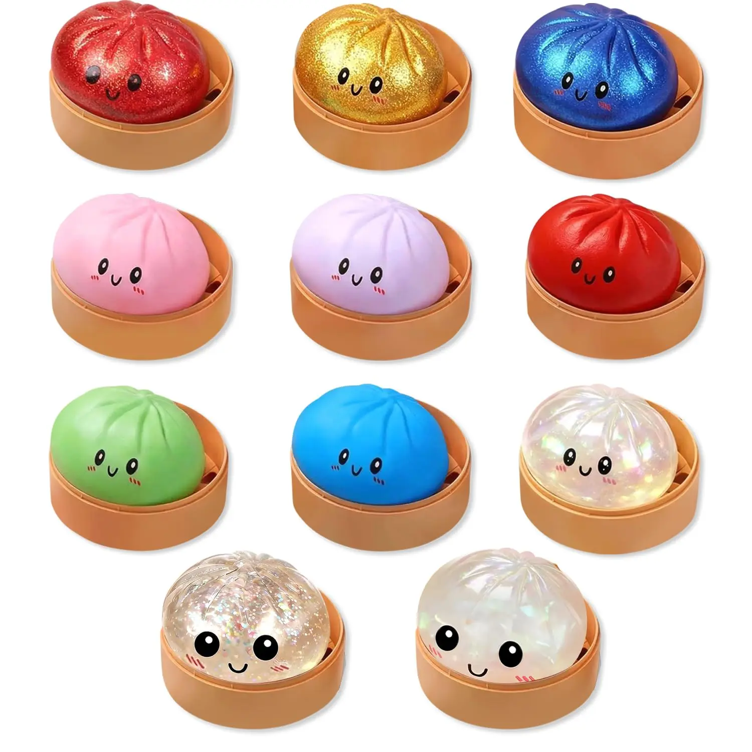 Dumpling Squishy Stress Ball with Box - Unisex Squishies Stress Reliever, Sensory Friendly Decompression Squeeze Fidget Toy Accessory