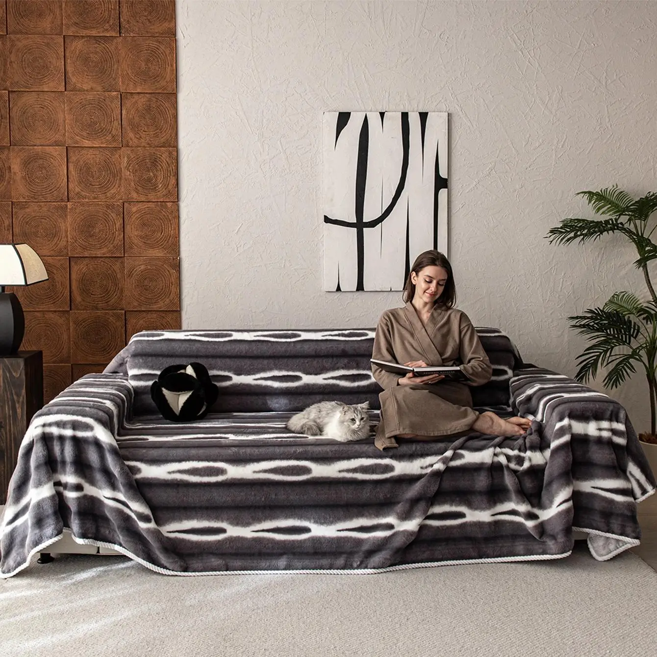 Thickened Sofa Cover, 1 Count Soft Comfortable Sofa Slipcover, Christmas 2024 Ornament, Room Decor Sofa Protector for Home Living Room Bedroom Hotel D