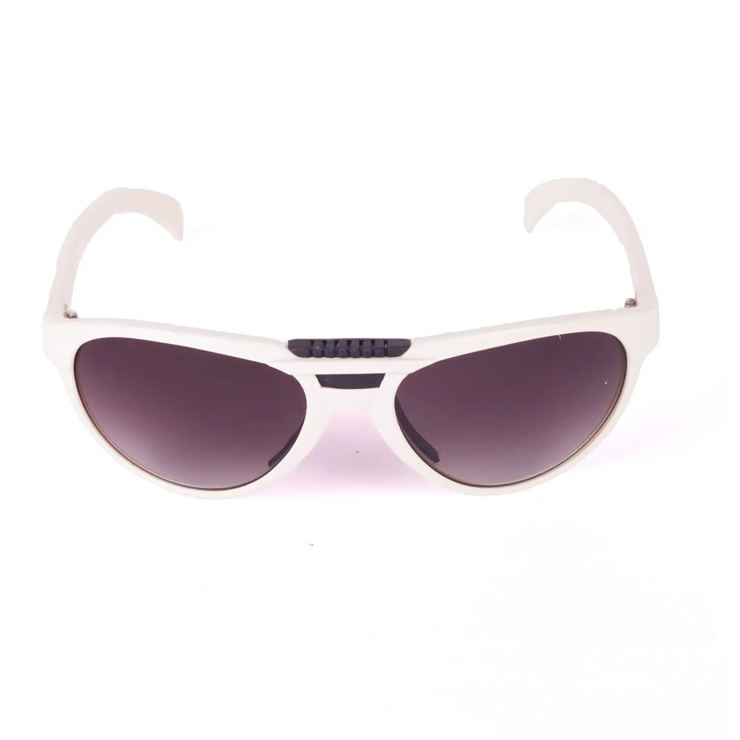 Walleva White Aviator sunglasses with a rubber brow accent