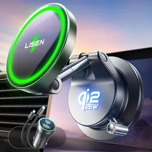 Qi2.2 25W Magsafe Car Mount Charger,[More Stable & Faster Charging] Suction Cup Phone Mount, Wireless Car Charger 25W Magnetic Car Phone Charger for iPhone 17 16,15W for iPhone 17e 15 14 13 12