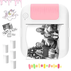 Mini Sticker Printer Bluetooth Smart Pocket Inkless Thermal Printer Portable Receipt Printer for Photos Notes Memos DIY Inkless Mini Bluetooth Label Printer with Multiple Templates Portable Thermal Sticker Labels for School Home Office