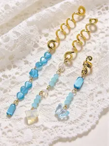 3-Pack Snake Spiral Hair Coils with Crystal Pendants, Bohemian Hair Accessories for Dreadlocks, Stylish Beaded Charms for Braids