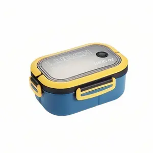 Microwave Safe Dual-Layer PP Plastic Lunch Box with Handles, Office Staff Use Only, Durable & Reusable Food Container
