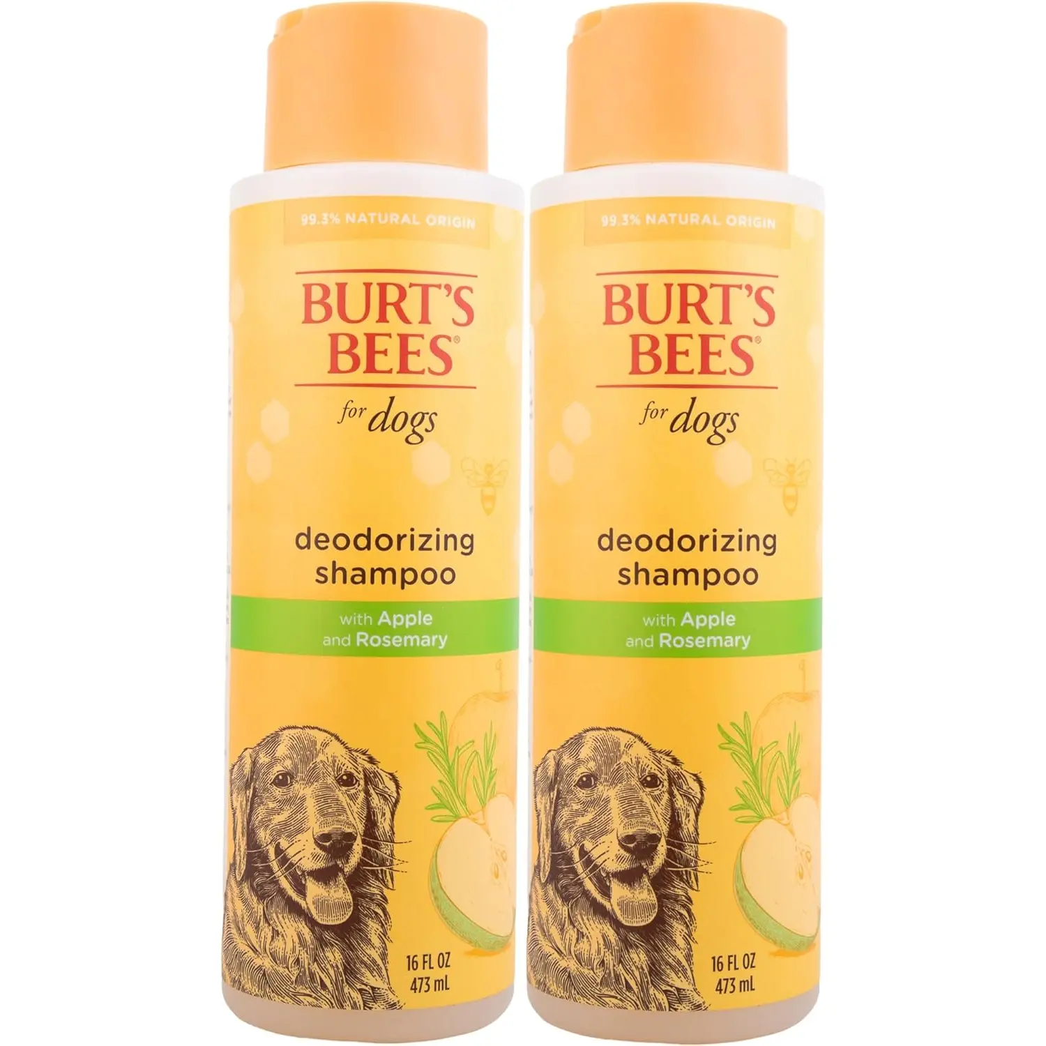 Burt'S Bees for Pets Deodorizing Dog Shampoo Apple Rosemary 95 Percent Natural Ph Balanced Sulfate-Free Smelly Dogs 16 FL OZ 2 Pack BURT'S BEES FOR PETS