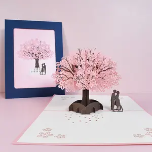 New Valentine's Day Cherry Blossom and Peach Blossom Handmade 3D pop-up card Love Tree Anniversary