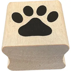 1 Inch Paw Print Rubber Stamp on Wood Block for Stamping Crafting Scrapbooking