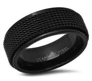 Steel By Design Men's Black IP Mesh Spinner Band Ring Steel By Design Men's Black IP Mesh Spinner Band Ring