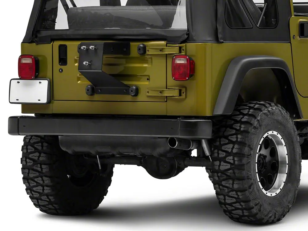 RedRock HD Metal Rear Spare Tire Carrier - Angled Mounting Surface, Bolt-On Design, Oversized Fit, Cold-Formed Steel Plate, 2-Stage Finish for Durability (Fits 87-06 Jeep Wrangler YJ/TJ), Redrock Hd Metal Tire Carrier, Yj/Tj Fits