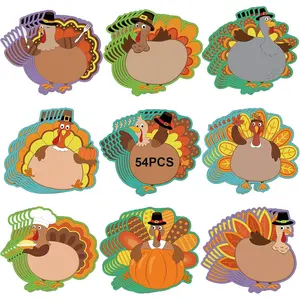 54 count Thanksgiving Turkey Cut-Outs Double Printed Fall Paper Decor for Thanksgiving Bulletin Board Classroom Decoration (Turkey Ripe 54)