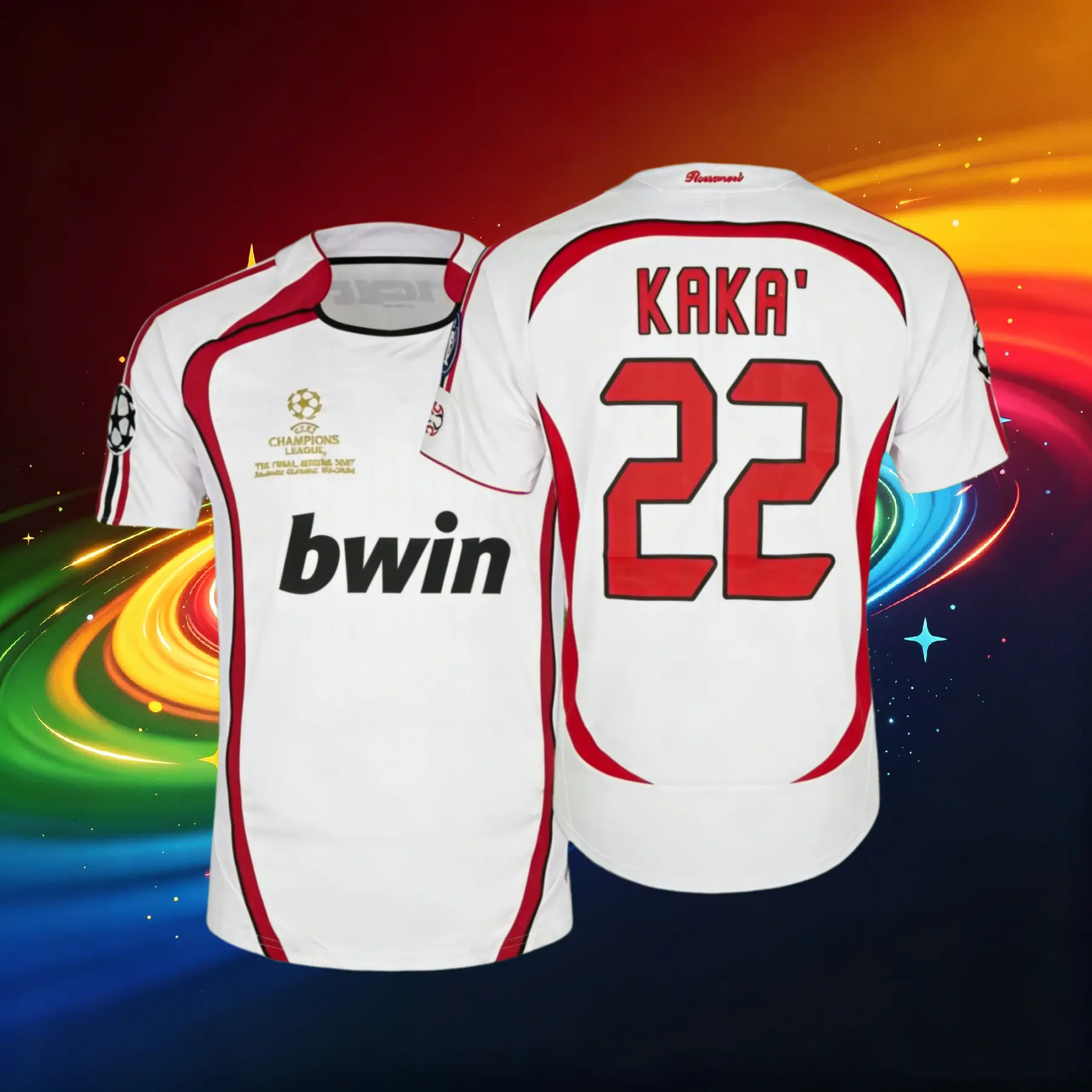 06 07 Away Retro Soccer Jersey KAKA 22# Fan Edition Short Sleeve Jersey White Red