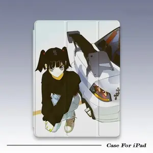 Y2K Racing Girl Art iPad Case, High Transparency Acrylic, Triple Fold Stand with Pen Slot, Full Protection, Compatible with Multiple iPad Models