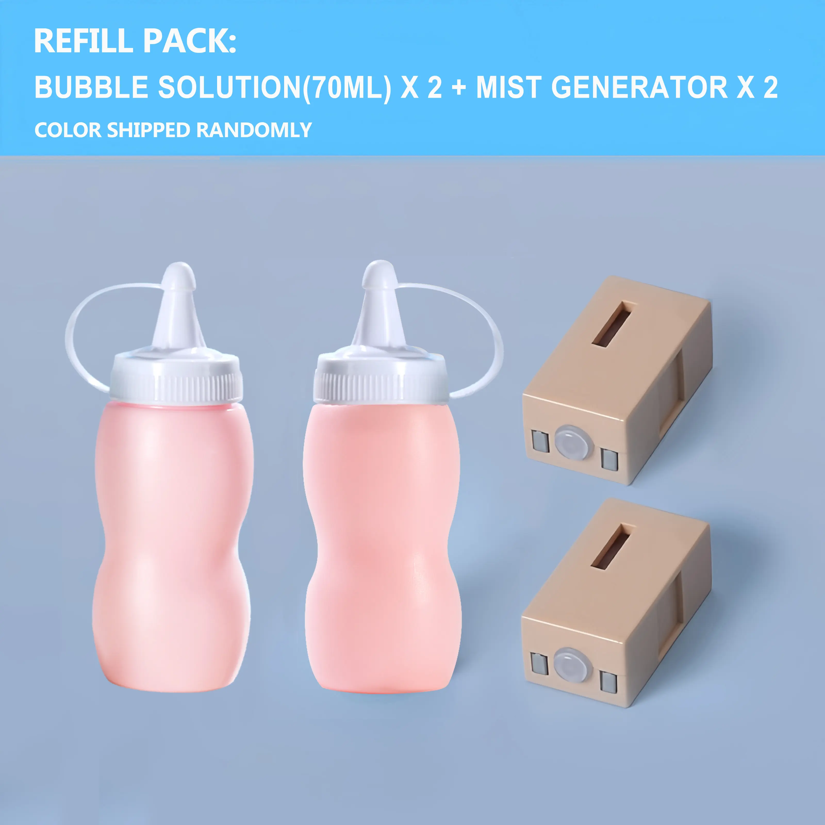 2-Pack 70ML Smoke Solution Refill with 2 Foggers - Kids-Safe Liquid for Wands, Makes Larger, Longer-Lasting Bubbles (Wand Not Included)