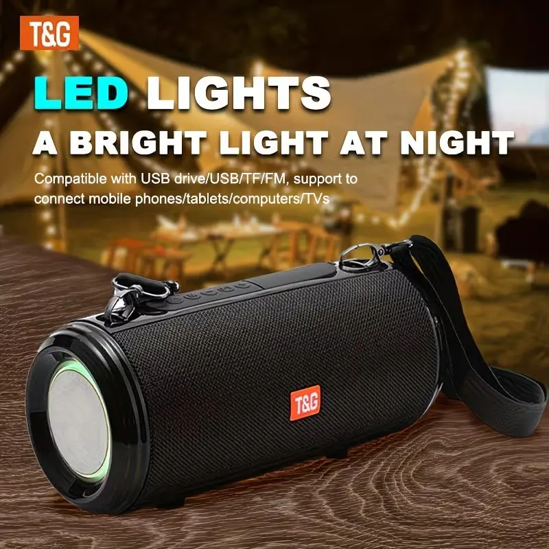T&G TG537 Portable Wireless Loudspeaker - TWS System, Hands-Free Calling, TF Card & USB Playback - Compatible with Smartphones, Tablets, TV, Perfect for Camping, Travel, Mobile Phone Additions