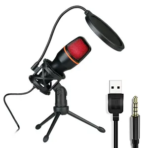 Condenser Microphone Set, RGB Colorful Lighting Effect Intelligent Noise Reduction, Live Game Recording Equipment Tripod Bracket, Computer Desktop Universal Streaming Device