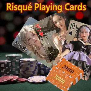 Risqué Playing Cards Pretty Girl Poker Deck Beautiful Anime Style Maid Cosplay Cards for Collection Unique Party Entertainment Poker Games Fancy Club Bar Night Playing Card Set Gift for Men Cool Poker Room Decor Novelty Items outdoorfun