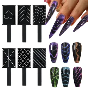 Professional Salon-Level Cat Eye Nail Magnet Set, 3D Holographic Magnetic Nail Art Kit with 6 Designs, Gel Polish & Lamp Compatible