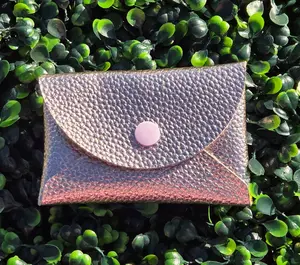 Handmade Rose Gold Faux Leather Mini Wallet 4x4 Snap Closure Small Coin Pouch Card Holder Metallic Wallet
