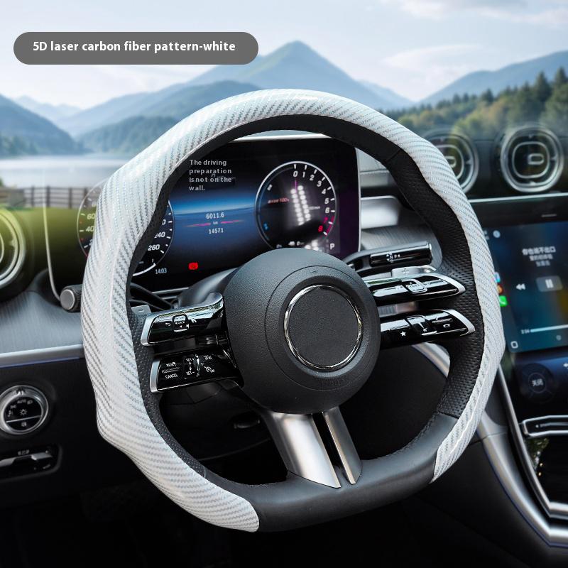 Fashionable, modern and sporty style, ultra-thin design, suitable for all seasons, 2026 new model carbon fiber steering wheel cover with sensitive response, anti-slip and breathable features.