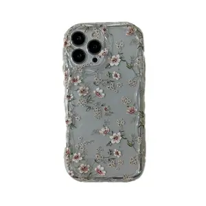 Floral Pattern Clear Phone Case, Decorative Phone Protector Cover, Phone Accessory for iPhone 16 15 14 Pro Max 13 12 11 X XS Plus shockproof anti-scratch durable pc back protection cover cellphone protective smartphone casing Flower Transparent
