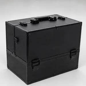 ARCH Professional Large Makeup Train Case 14Inch Lockable Cosmetic Organizer Box with 6 Adjustable Trays Spacious Compartments Black ABS Aluminium Travel Storage Case for Home Salon Artist Gift, Black Color Options, ABS/Aluminium Material