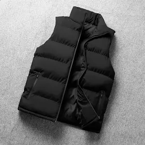 Men's Winter Waterproof Zipper Sleeveless Jacket Warm Sleeveless Vest Jacket Autumn Stand Collar Casual Vest Black jacket warm sleeveless jacket