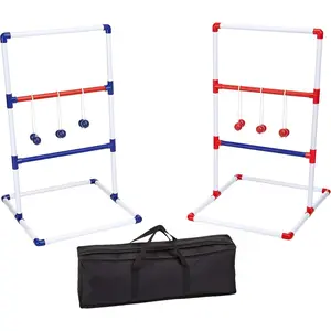 Amazon Basics Portable Ladder Toss Outdoor Game Set with Carrying Case, Simple to Assemble, Red/Blue