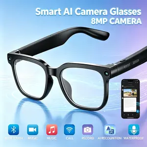 Smart Camera Glasses  8MP HD Sensor  1080P Video Recording Waterproof  touch adjustment Clear Calls  AI Voice Control  7H Battery Life  Wear Detection WIFI Transfer POV Hands-Free Eyeglasses for Sports Travel