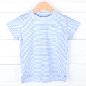 Light Blue Thin Stripe Short Sleeve Pocket Shirt