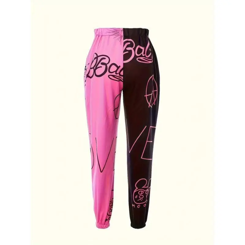Women'sTrendyColor-BlockGraffitiJoggers-Casual&ComfyLoose-FitSweatpantswithElasticWaist,Polyester&SpandexBlend,MachineWashable,All-SeasonStreetwear Women'sTrendyColor-BlockGraffitiJoggers-Casual&ComfyLoose-FitSweatpantswithElasticWaist,Polyester&SpandexBlend,MachineWashable,All-SeasonStreetwear
