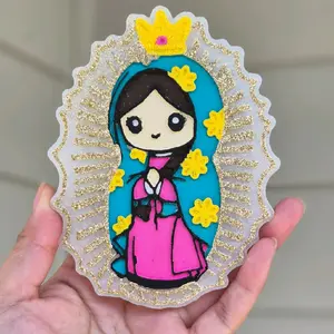 Virgin Mary Car Freshie - Cute Sparkly Custom Design Freshener for Cars with Pleasant Aroma Ideal for Car Owners