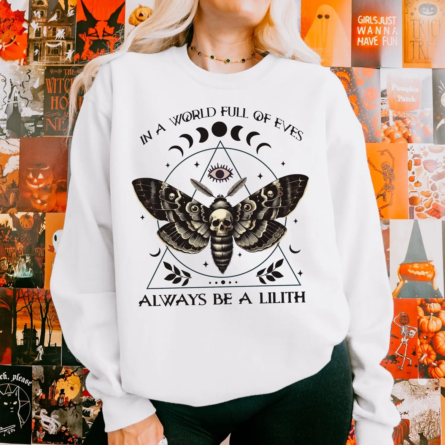 Be A Lilith Cozy Sweater, Moth Art, Feminist Graphic Sweatshirt, Feminist Witch Graphic Sweater, Witchy Sweatshirt, Gift For her IC