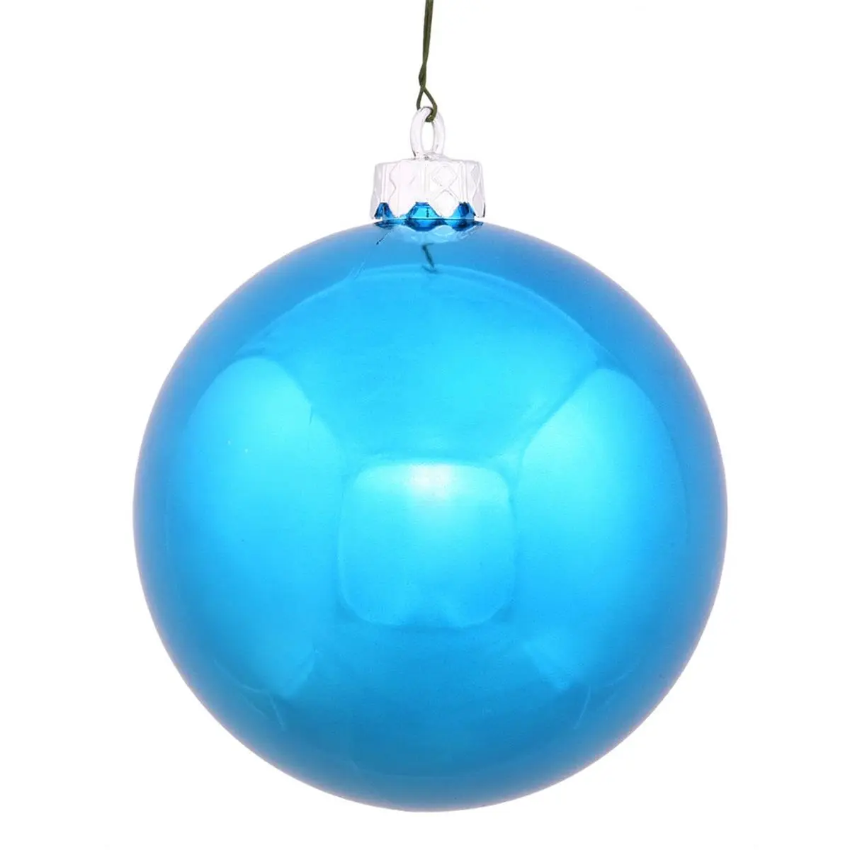 212 MAIN Christmas Plastic Round UV-Effect Turquoise Shiny Home Ornaments, 4 in. UV-Drilled Balls, 6 per Bag (Total 6) Room Decoration Ornaments